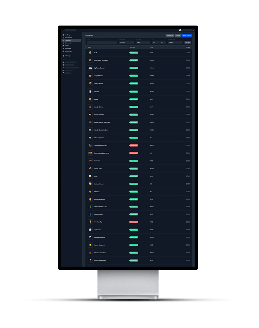 De Dark Mode versie van het dashboard wat Onesix gebruikt om hun klanten te tonen hoeveel orders er binnen komen.